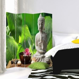 Parawan dwustronny, Budda na tle liści - 180x170