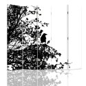 Parawan dwustronny, Czarny ptak na gałęzi - 180x170