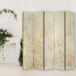 Parawan dwustronny, Złote kwiaty - 180x170