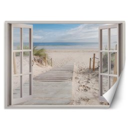 Fototapeta, Okno widok morze plaża piasek - 210x150