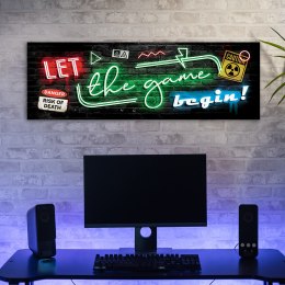 Obraz na płótnie, Napis dla gracza neon gaming - 120x40