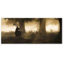 Obraz na płótnie, Jelenie we mgle - 90x30