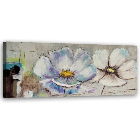 Obraz na płótnie, Malowane kwiaty shabby chic - 120x40