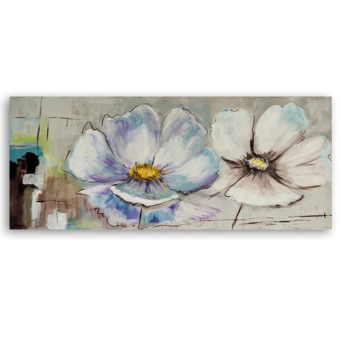 Obraz na płótnie, Malowane kwiaty shabby chic - 120x40