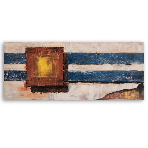 Obraz na płótnie, Niebieskie linie abstrakcja malowana - 90x30