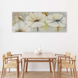 Obraz na płótnie, Pastelowe malowane kwiaty - 120x40