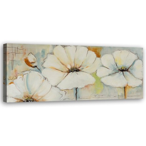 Obraz na płótnie, Pastelowe malowane kwiaty - 90x30