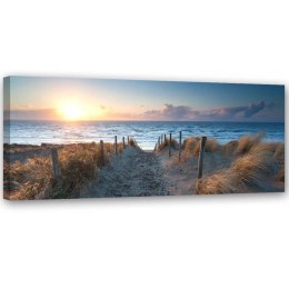 Obraz na płótnie, Zachód słońca na plaży nad morzem - 150x50