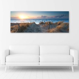Obraz na płótnie, Zachód słońca na plaży nad morzem - 90x30