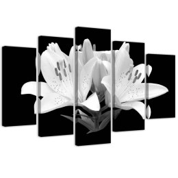 Obraz pięcioczęściowy na płótnie, Białe lilie - 100x70