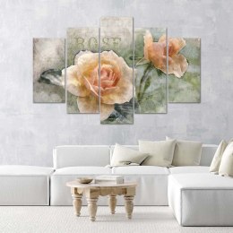 Obraz pięcioczęściowy na płótnie, Herbaciane róże shabby chic - 100x70