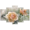 Obraz pięcioczęściowy na płótnie, Herbaciane róże shabby chic - 100x70