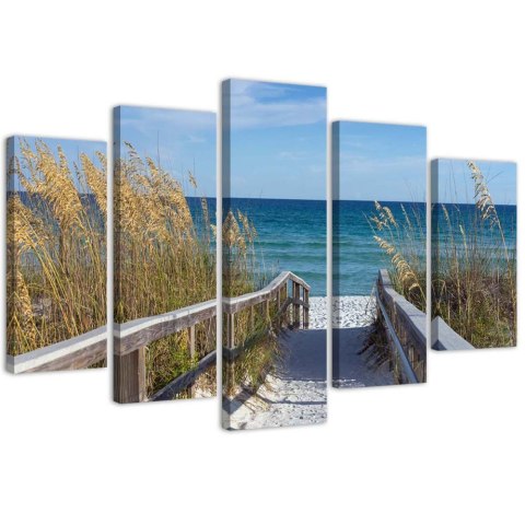 Obraz pięcioczęściowy na płótnie, Zejście na plażę - 150x100