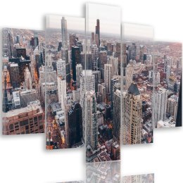 Obraz pięcioczęściowy na płótnie, Wieżowce w Chicago - 100x70