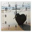 Obraz z zegarem, Serce na plaży - 60x60