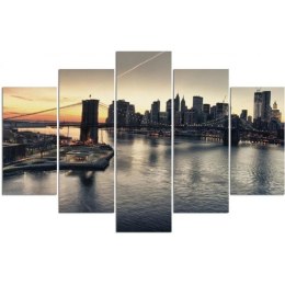 Obraz 5 częściowy na płótnie, Brooklyn Bridge w Nowym Jorku - 100x70