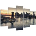 Obraz 5 częściowy na płótnie, Brooklyn Bridge w Nowym Jorku - 100x70