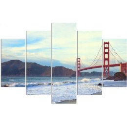 Obraz 5 częściowy na płótnie, Golden Gate Bridge - 100x70