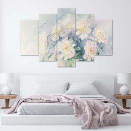 Obraz pięcioczęściowy na płótnie, Bukiet białych kwiatów - 100x70