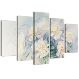 Obraz pięcioczęściowy na płótnie, Bukiet białych kwiatów - 150x100