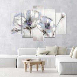 Obraz 5 częściowy na płótnie, Malowane kwiaty - 100x70