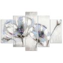 Obraz 5 częściowy na płótnie, Malowane kwiaty - 150x100