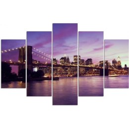 Obraz 5 częściowy na płótnie, Manhattan o zachodzie słońca - 200x100