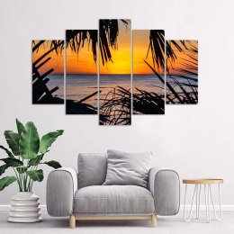 Obraz 5 częściowy na płótnie, Morze o zachodzie słońca - 100x70