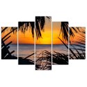 Obraz 5 częściowy na płótnie, Morze o zachodzie słońca - 150x100