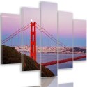 Obraz 5 częściowy na płótnie, Most Golden Gate 3 - 100x70