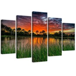 Obraz 5 częściowy na płótnie, Niebo o zachodzie słońca - 200x100