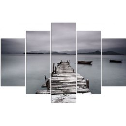 Obraz 5 częściowy na płótnie, Pomost i łódź - 100x70