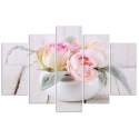 Obraz 5 częściowy na płótnie, Róże w białym wazonie - 100x70