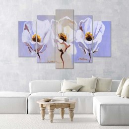 Obraz pentaptyk na płótnie, Trzy kwiaty - 100x70
