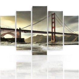 Obraz pięcioczęściowy na płótnie, Most przez rzekę - 100x70