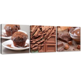 Zestaw obrazów na płótnie, Słodka czekolada - 120x40