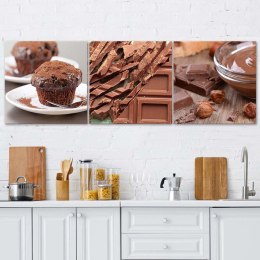 Zestaw obrazów na płótnie, Słodka czekolada - 90x30