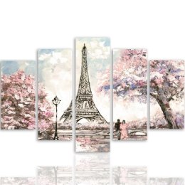 Obraz 5 częściowy na płótnie, Wiosna w Paryżu - 100x70