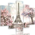 Obraz 5 częściowy na płótnie, Wiosna w Paryżu - 150x100