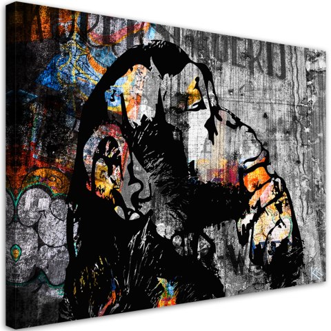 Obraz na płótnie, Street art banksy małpa abstrakcja - 90x60