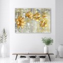 Obraz na płótnie, Złote kwiaty i motyle - 100x70