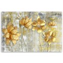Obraz na płótnie, Złote kwiaty i motyle - 100x70