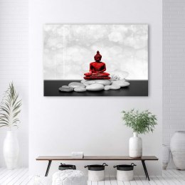 Obraz na płótnie, Czerwony Budda na kamieniach - 100x70