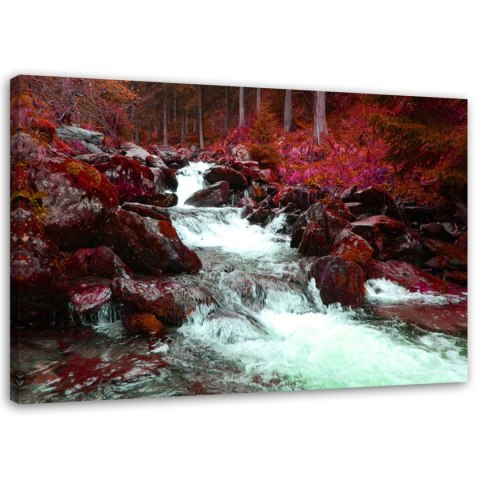 Obraz na płótnie, Górski potok w czerwieni - 100x70