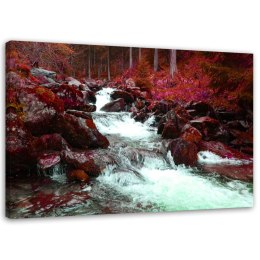 Obraz na płótnie, Górski potok w czerwieni - 90x60