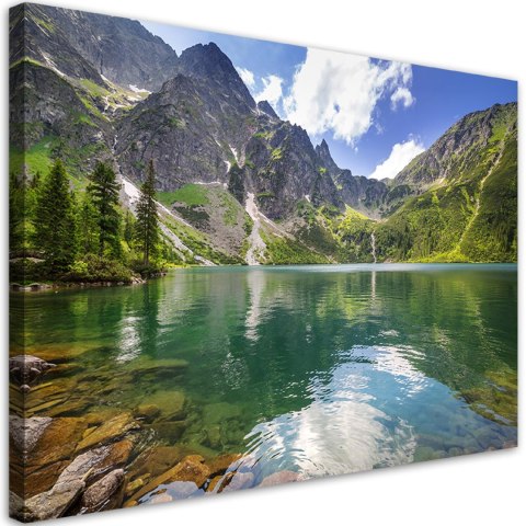 Obraz na płótnie, Górskie jezioro Drzewa Natura - 90x60