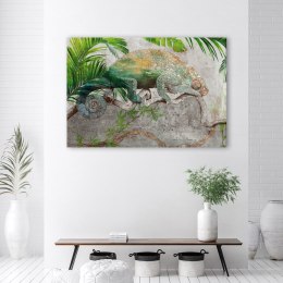 Obraz na płótnie, Kameleon na gałęzi dżungla - 120x80