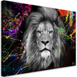 Obraz na płótnie, Kolorowy lew abstrakcja - 100x70