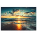 Obraz na płótnie, Morze Zachód słońca Plaża - 100x70