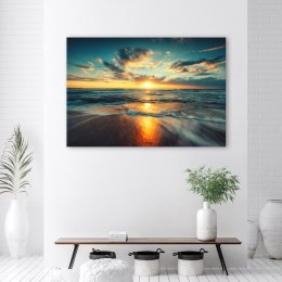 Obraz na płótnie, Morze Zachód słońca Plaża - 60x40